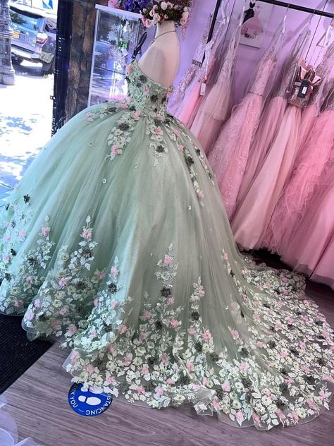 Fairy Quinceanera Theme Dresses, Light Green Quinceanera Dresses With Flowers, Enchanted Forest Quinceanera Dresses Green, Quinceanera Dresses Enchanted Forest, Sage Green And Pink Quinceanera Dresses, Green And Purple Quinceanera Dresses, Green And Pink Quinceanera Dresses, Purple And Green Quinceanera, Pink And Green Quinceanera Dress