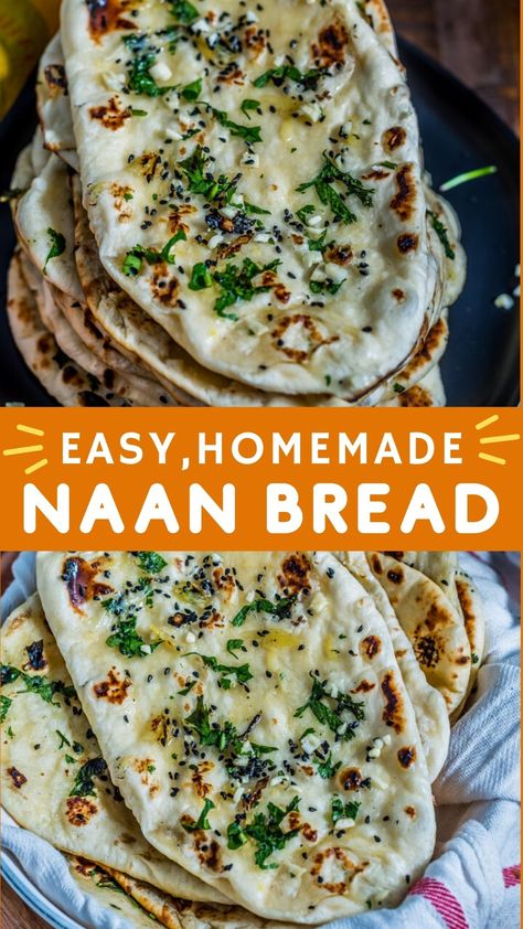 Whip up fluffy homemade naan in minutes with our easy naan bread recipe. This stovetop method delivers soft, delicious naan perfect for any meal. Whether you're a novice baker or a seasoned chef, our guide will help you create the perfect naan with just a few ingredients. Enjoy this classic Indian flatbread with your favorite dishes or as a yummy snack. Sour Cream Naan Bread, Indian Naan Recipe, Homemade Method Recipes, Authentic Naan Bread Recipe, Nann Bread Recipes, Homemade Naan Bread Easy, Quick Naan Bread Recipe, Naan Bread Recipe Easy, Indian Bread Naan