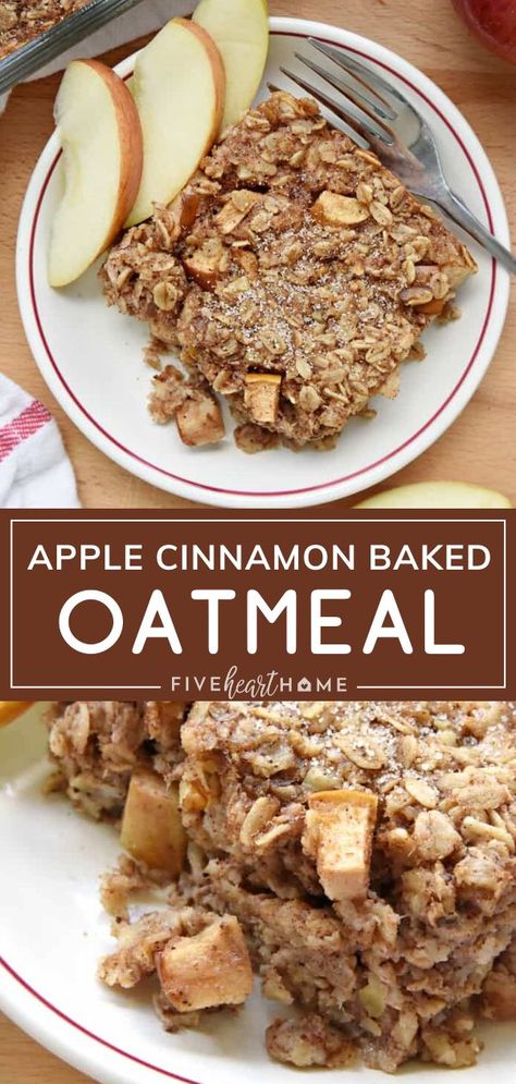 Baked Oatmeal Recipes Healthy, Wholesome Breakfast Ideas, Apple Cinnamon Baked Oatmeal, Cinnamon Baked Oatmeal, Baked Apple Oatmeal, Oatmeal Healthy, Healthy Oatmeal Recipes, Apple Oatmeal, Baked Oatmeal Recipes