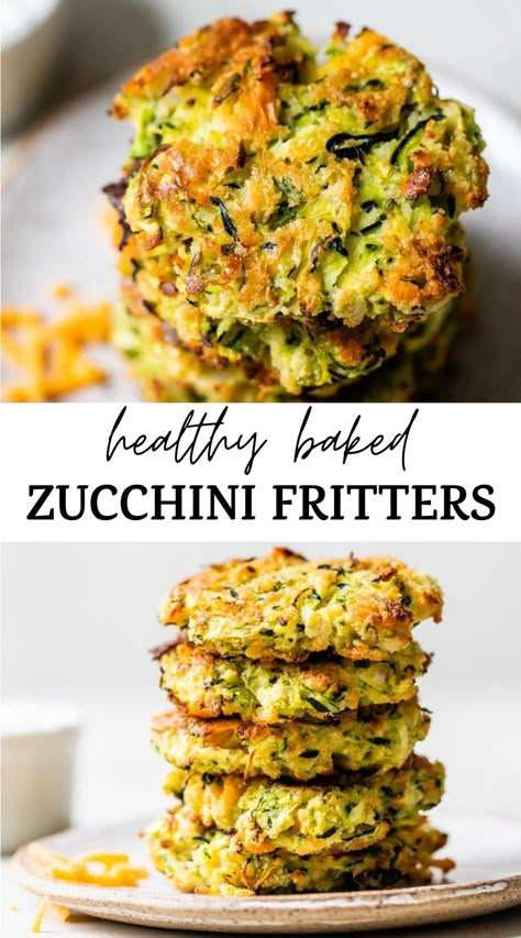 Baked Zucchini Fritters, Zucchini Recipes Baked, Zucchini Patties, Zucchini Fritters Recipe, Veggie Fritters, Baked Zucchini, Bake Zucchini, Vegan Zucchini, Zucchini Fritters