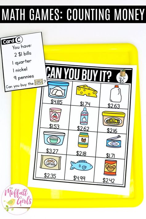 Since money is a life-long skill, this unit will help 2nd Graders not only master solving word problems, but practice counting and working with money in a variety of ways. Money Projects For 2nd Grade, Math Tubs 3rd Grade, 3rd Grade Money Activities, Teaching Money 2nd Grade, Money 3rd Grade, 2nd Grade Projects, Money Math Games, Math Intervention Activities, Math Money