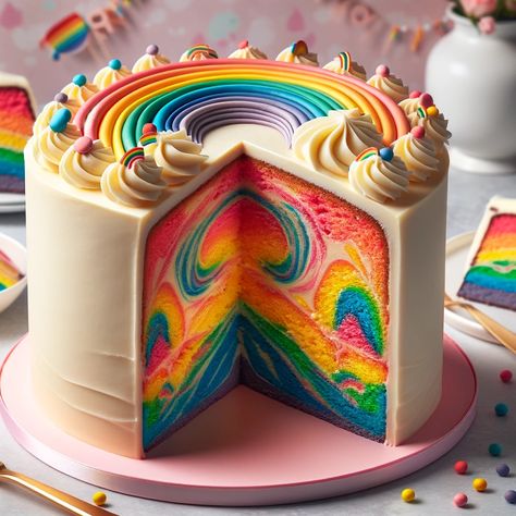 Delight in Color Crafting the Perfect Rainbow Birthday Cake (4) Birthday Cake 6 Inch, Rainbow Birthday Cake Girls Kids, Rainbow Marble Cake, Rainbow Cake Designs, Chocolate Rainbow Cake, Honey Shoot, Rainbow Cake Inside, Rainbow Themed Cake, Rainbow Cake Ideas