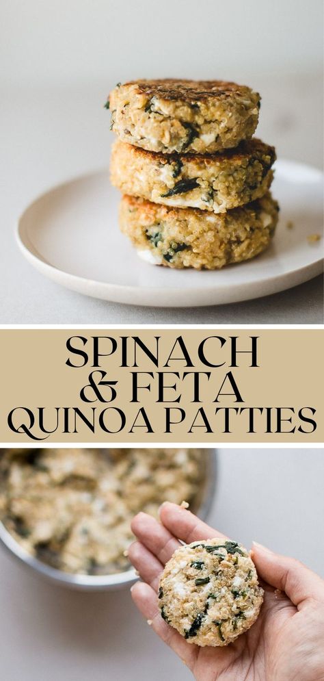 Spinach Patties, Feta Quinoa, Quinoa Patties, Quinoa Seeds, Quinoa Spinach, Spinach Feta, Melty Cheese, Chopped Spinach, Spinach And Feta