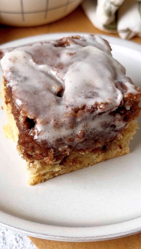 Cinnamon Roll Banana Cake, Sweet Monkey, Cinnamon Icing, Pecan Tarts, Powder Sugar, Cinnamon Roll Cake, Cinnamon Butter, Tea Biscuits, Diced Apples