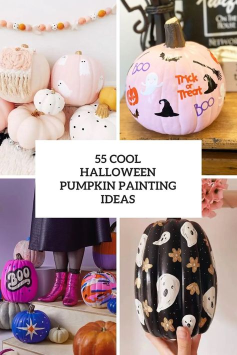 Ghost Painted Pumpkins, Witch Painted Pumpkin, Spooky Painted Pumpkins, Spooky Pumpkin Painting, Ghost Pumpkin Painting, Halloween Pumpkin Painting Ideas, Halloween Pumpkin Painting, Paint Pumpkin, Paint Pumpkins