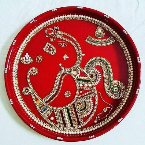 Arti Thali Decoration, Kalash Decoration, Aarti Thali, Puja Thali, Diwali Diya Decoration, Wedding Platters, Thali Decoration, Acrylic Rangoli, Thali Decoration Ideas