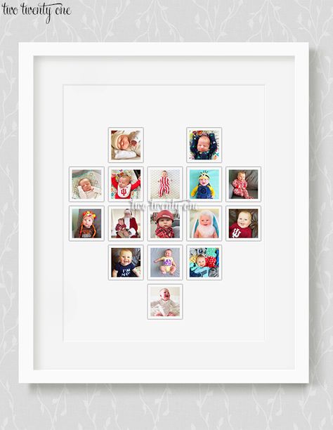 Small Heart Photo Collage, Heart Of Photos, Heart Shape Wall Decor, Photo Heart Wall, Mix Tile Photo Wall Ideas, Make Tissue Paper Pom Poms, Photo Heart Collage, Collage With Photos, Heart Photo Walls