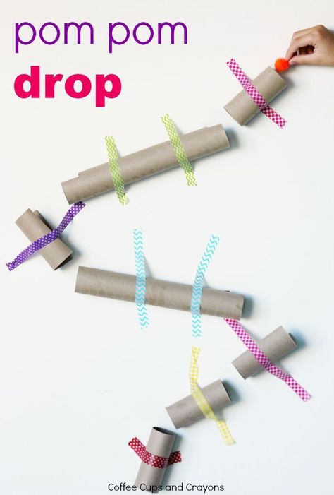 Simple STEM activity for kids. Pom Pom Drop made from empty cardboard tubes! Pom Pom Drop, Simple Stem Activities, Stem Activity For Kids, Steam Ideas, Preschool Stem, Steam Projects, Family Projects, Stem Activity, Stem Challenge