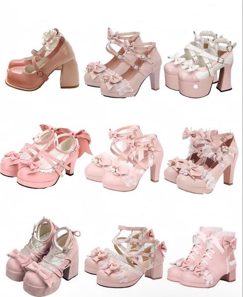 Kawaii Outfit Ideas, Pretty Heels, Dr Shoes, Cute Shoes Heels, Kawaii Shoes, Beautiful Heels, Kawaii Fashion Outfits, Fancy Shoes, Cute Heels