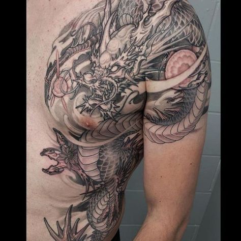 His Little Lamb || boyxboy - 14.0 (18+) - Page 2 - Wattpad Dragon Tattoo Shoulder, Dragon Tattoo Chest, Dragon Tattoo Arm, Bodysuit Tattoos, Chris Garver, Dragon Tattoo Back Piece, Dragon Tattoos For Men, Monami Frost, Vintage Tattoos