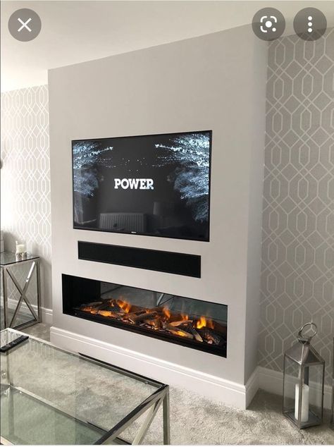 Media Fire Wall, Media Wall With Electric Fireplace, Media Walls, Tv Area, Wood Panelling, Feature Wall Living Room, Built In Shelves Living Room, Accent Wall Designs, Fireplace Tv Wall