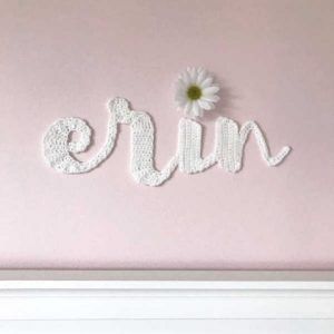 Crochet Alphabet Letters, Crochet Wall Decor, Crochet Letters Pattern, Cursive Letters Alphabet, Pink Accent Walls, Crochet Alphabet, Crochet Letters, Applique Letters, Cursive Alphabet