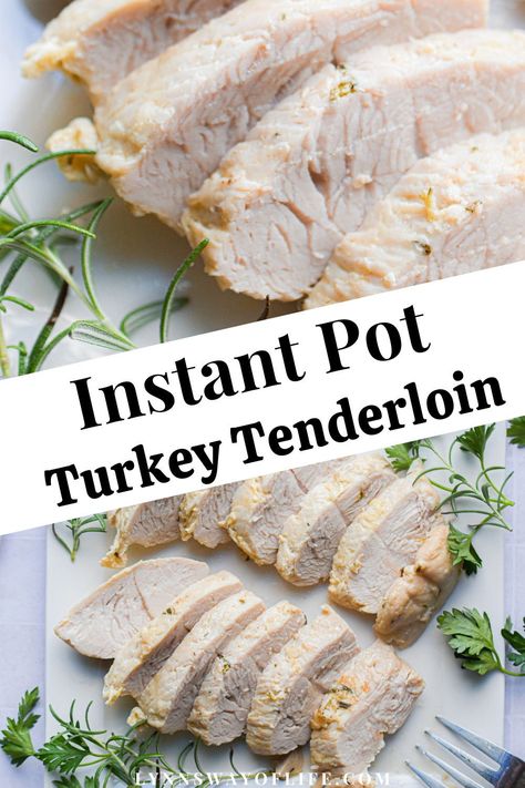 Tender, juicy, and ready in only 30 minutes, this Instant Pot Turkey Tenderloin recipe is so easy to make! It's a perfect turkey dinner idea when you don't want to roast a whole turkey for hours! Don't wait until Thanksgiving to make a delicious turkey dinner! Instant Pot Turkey Tenderloin, Turkey Tenderloins, Pressure Cooker Turkey, Turkey Tenderloin Recipes, Marinated Turkey, Instant Pot Turkey, Recipe Thanksgiving, Turkey Tenderloin, Instant Pot Pasta Recipe