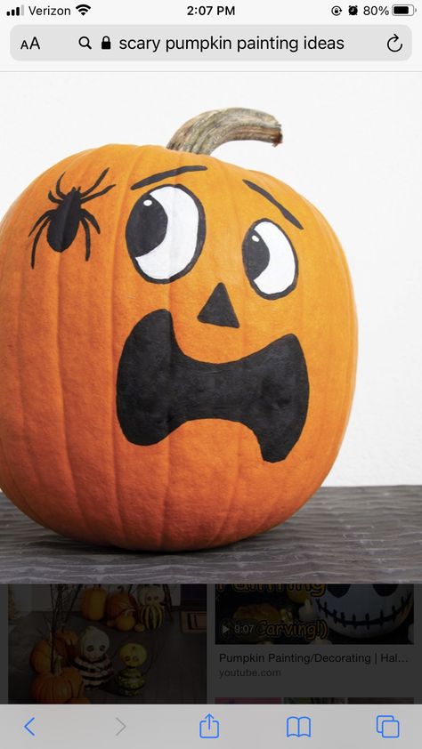 Halloween Pumpkin Crafts, Creative Pumpkin Painting, Pumpkin Painting Ideas, Pumpkin Carving Ideas, Halloween Pumpkin Designs, Halloween Pumpkins Painted, Adornos Halloween, Dekor Diy, Creative Pumpkins