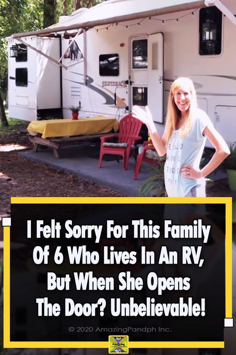 Mom says her family of 6 lives in this RV. When I looked inside, my jaw dropped! #Family #home #house #RV #Tour #Decoration Camper Home Rv Living Tiny House, Camper Inside Ideas, Mobile Home Space Saving Ideas, Family Of 6 Rv Living, Rv Mudroom, Rv Kitchen Decor, Rv Add On Rooms, Camper Storage Organization, Rv Organizing Ideas