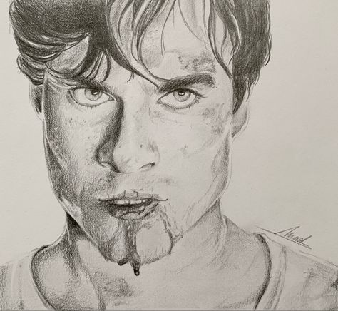 #damonsalvatore #iansomerhalder #drawing #tvd Vampire Sketch Pencil, Damon Salvatore Sketch, Damon Drawing, Ian Somerhalder Drawings, Damon Salvatore Drawing, Tvd Drawings, Vampire Drawing, Vampire Drawings, Vampire Diaries Wallpaper