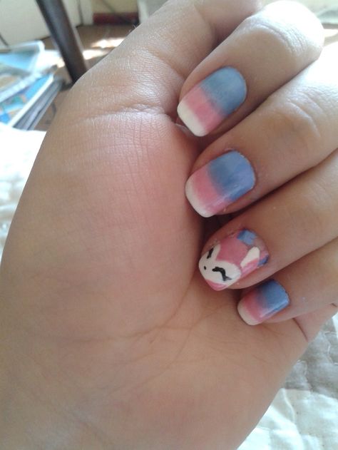 Sylveon Nails, Sylveon Cosplay, Pokemon Nails, Sylveon Art, Short Acrylic Nails, Mani Pedi, Nails Makeup, Beauty Inspiration, Natural Nails