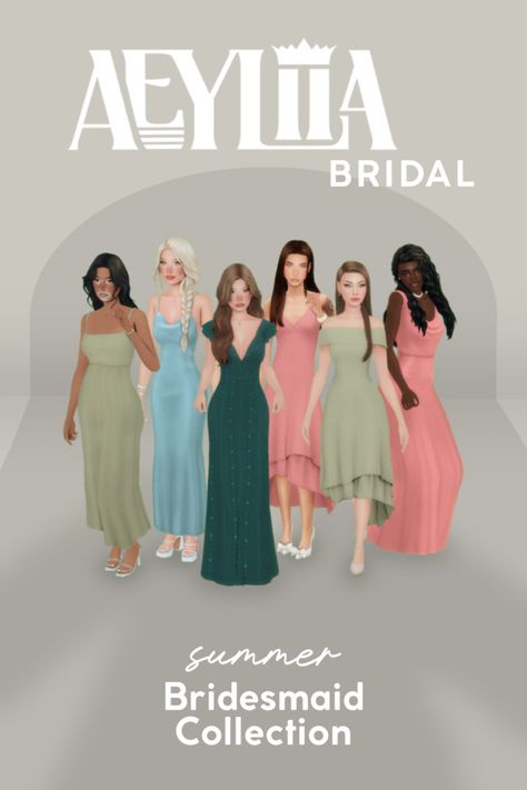 Summer Bridal Collection | Bridesmaid Dresses Sims 4 Wedding Cc, Sims 4 Wedding Dress, Bridal 2024, Summer Bridesmaids, The Sims 4 Packs, Sims 4 Mm Cc, Tumblr Sims 4, Sims 4 Cc Folder, Casas The Sims 4