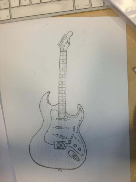 Guitar Drawing Easy Guitar Sketch, Electric Guitar Drawing Sketches Pencil, Electronic Guitar Drawing, Aesthetic Guitar Drawing, Guitar Drawing Sketches Pencil, Eletric Gutair Drawings, Guitar Sketch Aesthetic, How To Draw Guitar, Electric Guitar Drawing Sketches