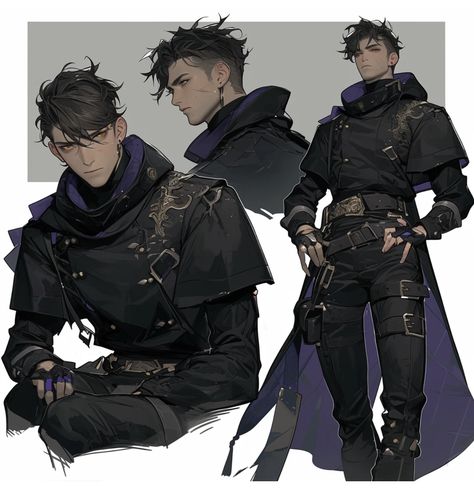 Dark Fantasy Male Outfit, Male Rogue Outfit, Male Villain Outfit, Male Armor Design, Warlord Aesthetic, Sorcerer Outfit Male, Warrior Drawing Male, Assassin Character Design Male, Male Oc Outfits