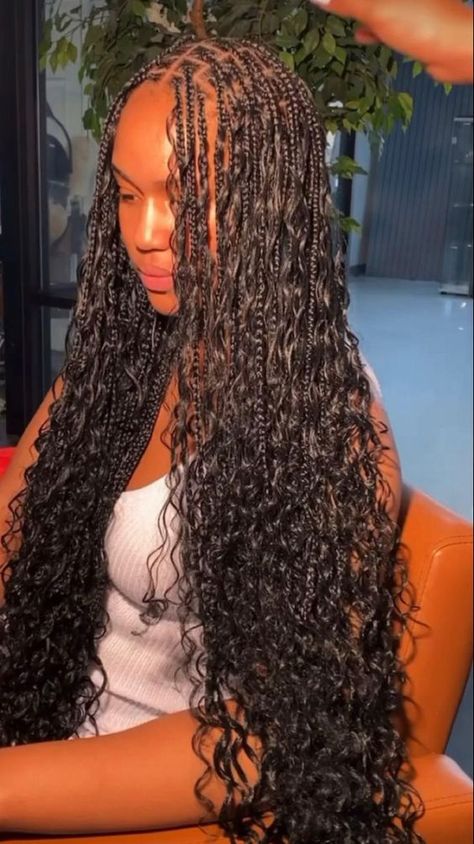 Long Goddess Knotless Braids, Small Goddess Knotless Braids, Goddess Knotless Braids, Goddess Knotless, Natural Braided Hairstyles, Braided Hairstyles For Black Women Cornrows, Goddess Braids Hairstyles, Braids Hairstyles Pictures, Quick Braided Hairstyles