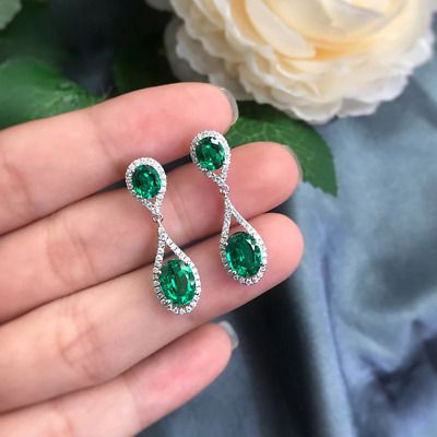 Emerald Earrings Wedding, Diamond Emerald Earrings, Emerald Drop Earrings, Green Emerald Earrings, Emerald Halo, Emerald Earrings Drop, Emerald Diamond Earrings, Wedding Studs, Emerald Green Earrings