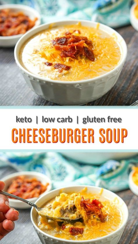 Keto Cheeseburger Soup, Low Carb Cheeseburger, Cauliflower Cream, Keto Cheeseburger, Bacon Cheeseburger Soup, Cheese Burger Soup Recipes, Low Carb Soup Recipes, Cheeseburger Soup, Photo Food