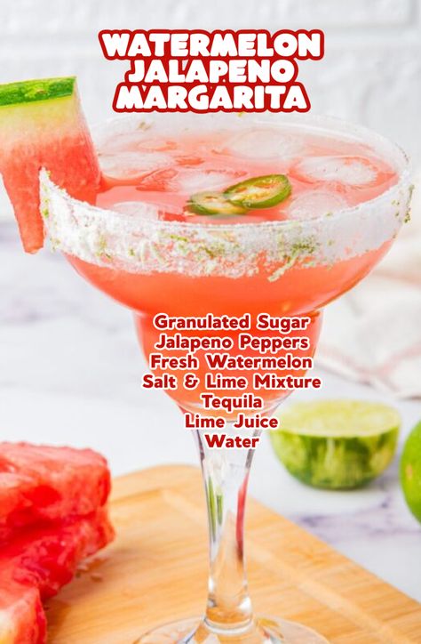 Watermelon Jalapeno Margarita – This easy spicy watermelon margarita is super easy to make and is perfect for a hot summer day! Watermelon margarita cocktail, easy watermelon cocktails, watermelon tequila cocktail, tequila cocktails, cocktails with tequila, watermelon drinks, easy summer cocktails, summer cocktail recipes, beach day cocktails, bbq cocktails, pool day cocktails, mexican cocktails, jalapeno margarita, spicy margarita cocktails. Cocktails With Tequila, Margarita Spicy, Tequila Watermelon, Spicy Watermelon Margarita, Watermelon Jalapeno Margarita, Watermelon Drinks, Watermelon Cocktails, Watermelon Tequila, Bbq Cocktails