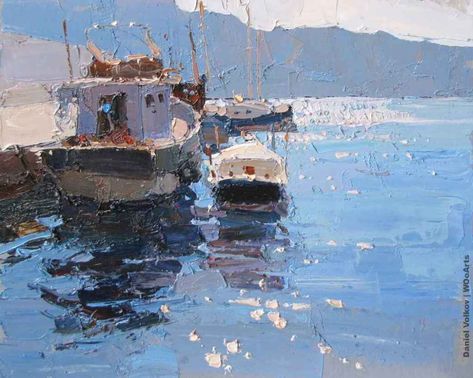 daniel-volkov-paintings-wooarts-com-22 Marine Painting, Russian Painting, Boat Art, Boat Painting, Sea Painting, Water Painting, Seascape Paintings, Oil Paintings, Beautiful Paintings