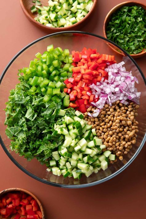 Healthy Lentil Recipes, Black Bean Taco Salad, Bean Taco Salad, Creamy Salsa Dressing, Clean Salads, Salsa Dressing, Salad With Lemon Dressing, Lentil Recipes Healthy, Pickled Banana Peppers