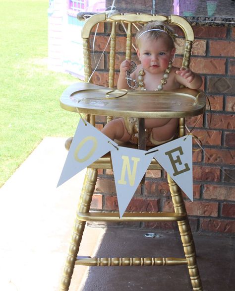 Golden First Birthday, Gold Party Decor, Thankful For Family, Golden Birthday Parties, Gold First Birthday, One Year Birthday, 1st Birthday Party Themes, Girl Birthday Themes, First Birthday Themes