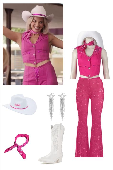 Barbie Outfits Halloween, Duos Costume, Pink Cowgirl Costume, Cowgirl Costume Halloween, Cowboy Halloween Costume, Cowgirl Outfits Halloween, Traje Cowgirl, Cowgirl Barbie, Pink Halloween Costumes