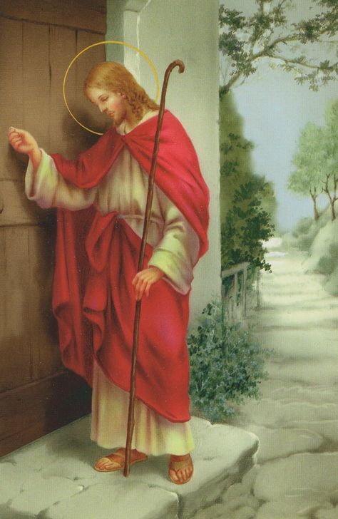 Jesus knocking at the door. God Knocking On The Door, Jesus Knocking On The Door Picture, Jesus Praying Picture, Jesus Knocking On The Door, Jesus On The Cross Painting, Knocking On Heavens Door Guitar, Picture Of Jesus, Religious Pictures, Jesus Christ Art