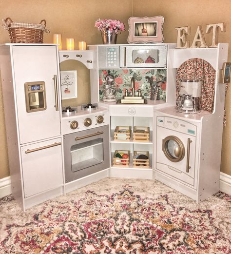 KidKraft Ultimate Corner Kitchen  #DIY Corner Play Kitchen, Best Futon, Play Kitchens, Girls Playroom, Kids Play Kitchen, Toddler Playroom, Playroom Design, Playroom Ideas, Kids Bedroom Sets