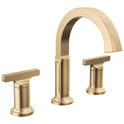 Delta Tetra Lumicoat Champagne Bronze 2-handle Widespread WaterSense High-arc Bathroom Sink Faucet with Drain Lowes.com Kitchen Hardwear, Gold Bathroom Faucet, Touchless Faucet, Master Bath Ideas, Roman Tub, Hard Water Stains, Primary Bath, Widespread Bathroom Faucet, Delta Faucets