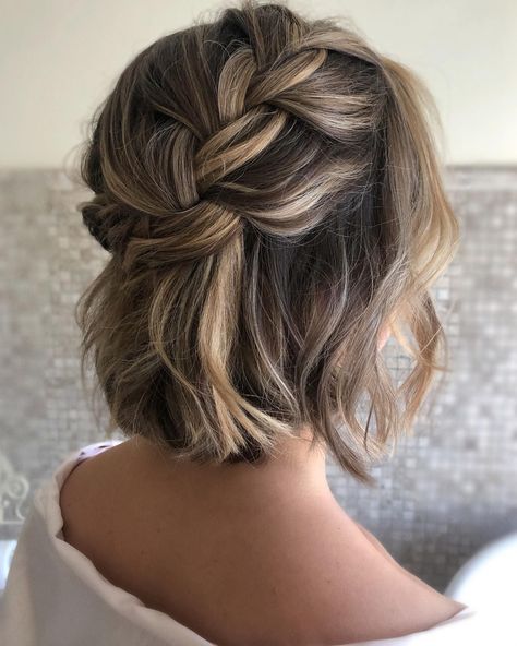 Easy Hairstyles For Short Hair.' Whether you're seeking a simple updo, chic waves, or a trendy bob style, Pinterest has a diverse range of options and tutorials to help you achieve the perfect look for your short hair. Birthday Hairstyles For Short Hair, Short Bridal Hair, Braided Half Updo, Short Hair Bride, Chin Length Haircuts, Easy Hairdos, Short Hair Bun, Birthday Hairstyles, Curly Wedding Hair