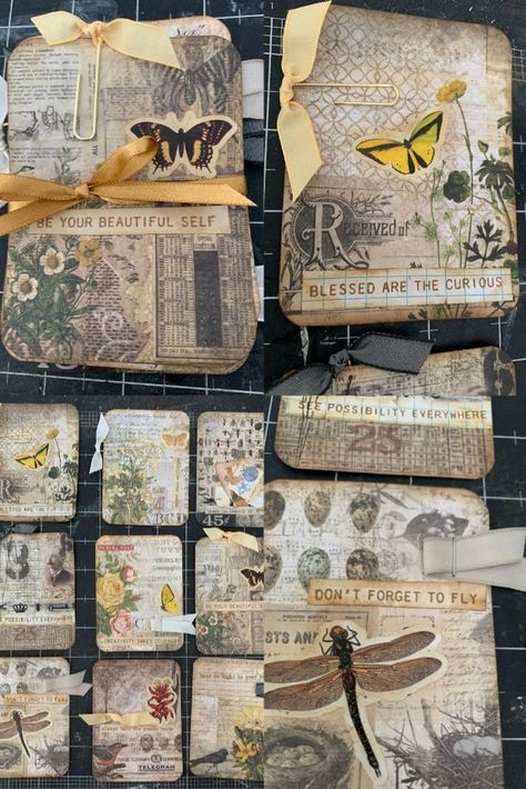 Journal Cards Ideas, Junk Journal Embellishments Ephemera, Handmade Ephemera, Journaling Vintage, Junk Journal Cards, Ephemera Cards, Journal Embellishments, Journal Making, Collage Style