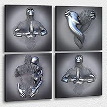 Silver Wall Decor, Silver Walls, Custom Canvas Prints, 3d Metal, 3d Wall Art, 3d Effect, Modern Wall Decor, Metal Sculpture, Art Moderne