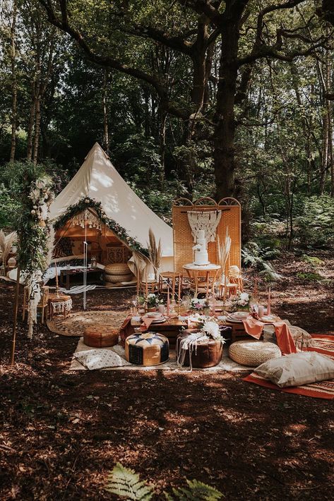 Boho Woodland Wedding, Boho Tent, Glamping Weddings, Festival Bride, Wedding Styled Shoot, Bell Tent, Outdoor Tent, Micro Wedding, Woodland Wedding