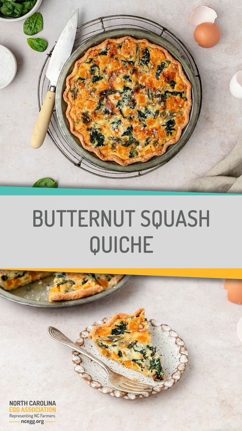 Fall Quiche, Butternut Squash Appetizer, Butternut Squash Quiche, Butternut Squash Breakfast, Squash Quiche, Ways To Eat Eggs, Brunch Quiche, Butternut Squash Spinach, Gluten Free Quiche