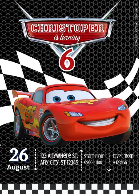 Cars Movie Birthday Invitation, Pixar Cars Invitations, Cars Birthday Invitations Free Template, Disney Cars Invitation Template, Cars Invitation Template Free Printable, Car Birthday Invitations Free, Disney Cars Theme, Car Birthday Party Invitations, Pixar Cars Birthday