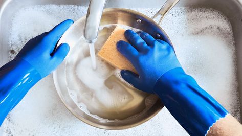 Anything is possible with the right pair of dish gloves. Dish Gloves, Kitchen Hygiene, Hunting Gloves, Dishwashing Gloves, Weird West, Exfoliating Gloves, Dish Washing, Garden Works, Kitchen Sponge