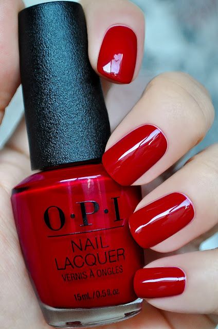 Opi Red Nail Polish, Red Nails Ideas, Cherry Red Nails, Nail Art Designs For Beginners, Easy Nail Art Designs, Red Gel Nails, Opi Nail Colors, Nail Color Ideas, Nails Now