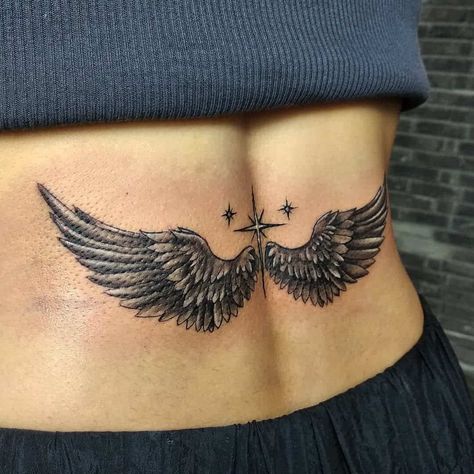 Back Tattoo Wings Wing Lower Back Tattoo, Neck Wing Tattoos Women, Lower Back Tattoos Angel Wings, Flying Wings Tattoo, Wing Tattoo Lower Back, Lower Back Angel Wing Tattoo, Bird Wing Tattoo Back, Lower Back Waist Tattoo For Women, Wings Chest Tattoo Female