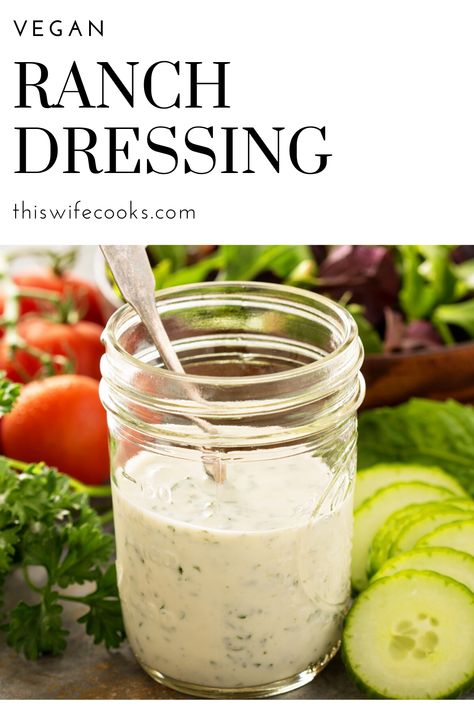 Easy Vegan Ranch Dressing Healthy Ranch, Healthy Ranch Dressing, Ranch Dressing Recipe Homemade, Ranch Dip Recipe, Vegan Ranch Dressing, Healthy Appetizer, Ranch Dressing Recipe, Vegan Ranch, Ranch Recipe