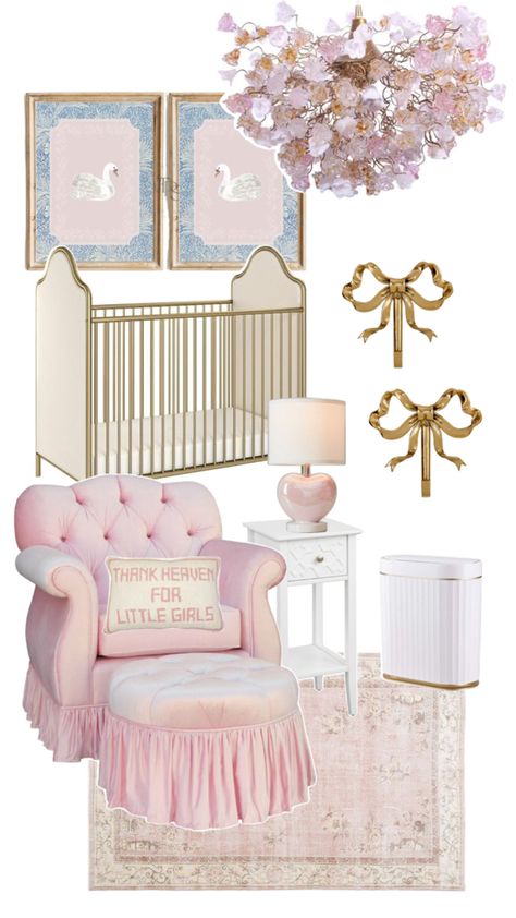 Cute pink nursery girl inspiration Luxury Baby Room, Pink Bedroom Furniture, Vintage Baby Nursery, Girly Nursery, Dreamy Nursery, Pink Dorm, Nursery Girl