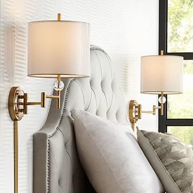 Possini Euro Kohle Brass Plug-In Wall Lamps with Cord Covers Set of 2 Reading Living Room, Target Lighting, Home Hallway, Wall String Lights, Plug In Wall Lamp, Ceiling Fans Without Lights, Dining Chandelier, Chandelier Table Lamp, Cord Cover