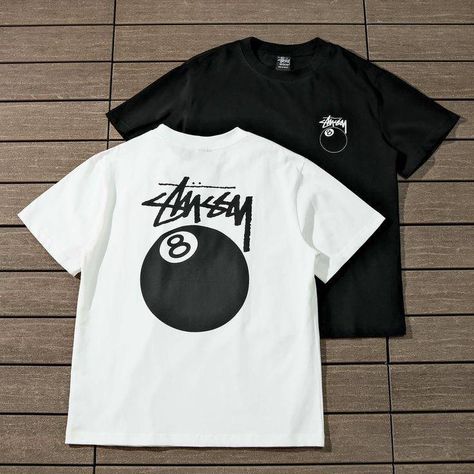 Stussy 8 Ball Logo, Stussy 8 Ball, Ball Logo, Color Combos Outfit, Bedroom Wall Designs, Balls Shirt, Y2k Tops, Shirt Design Inspiration, 8 Ball