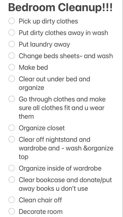 Makes your room look and feel completely different !! Weekly Bedroom Cleaning Schedule, Cleaning Ideas Bedroom, Cleaning Hacks Bedroom Organizing, Spring Clean Bedroom, Cleaning Bedroom Aesthetic, Spring Cleaning Aesthetic, Deep Cleaning Bedroom Checklist, Bedroom Deep Clean, How To Clean Bedroom