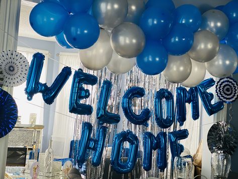 Welcome Home Decorations For Boyfriend, Surprise Welcome Home Decorations, Welcome Home Balloons Ideas, Welcome Home Ideas For Boyfriend, Welcome Home Decorations Ideas Party, Welcome Back Home Surprise Ideas, Welcome Home Boyfriend, Welcome Decoration Ideas, Welcome Home Ideas